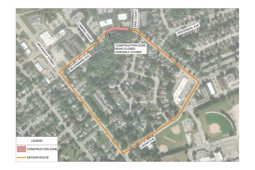 Devonshire Ave Detour Route (August 28-October 6)